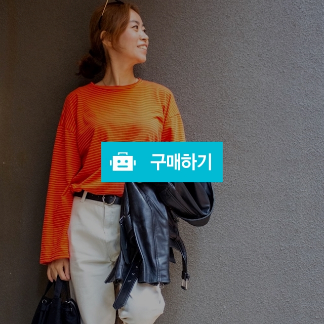 여성 줄무늬 단가라 스트라이프 티셔츠 블루 오렌지 / 도도해닷컴 / 디비디비 / 구매하기 / 특가할인