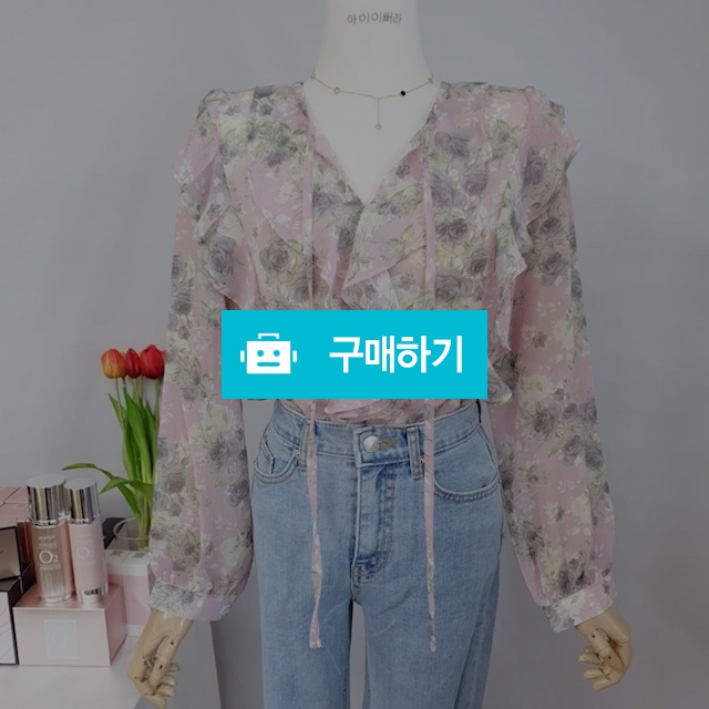 플라워 프릴 나염 시스루 블라우스 / 아이이뻐라 / 디비디비 / 구매하기 / 특가할인