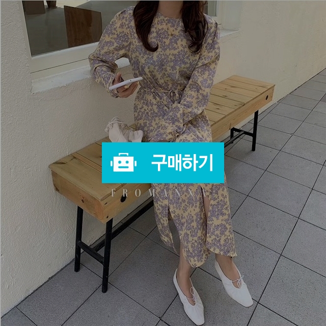 허리끈 퍼프소매 봄 플라워 패턴 롱 원피스 2color / 티엘유님의 스토어 / 디비디비 / 구매하기 / 특가할인