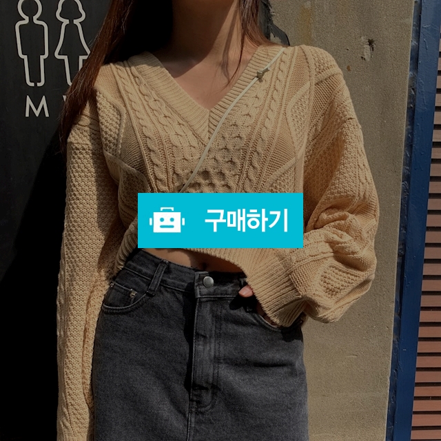 브이넥 꽈배기 크롭 니트  / 나리블님의 스토어 / 디비디비 / 구매하기 / 특가할인