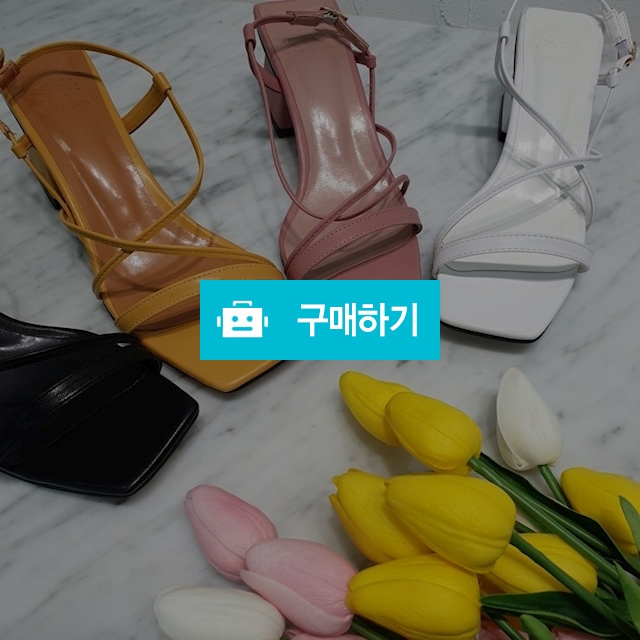 스퀘어 레더 스트랩 통굽 샌들 / 셀럽CELEB / 디비디비 / 구매하기 / 특가할인