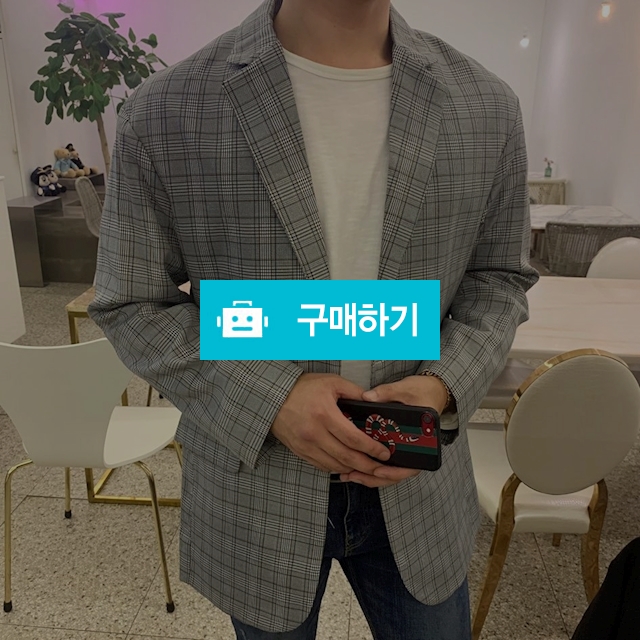 봄 가을 남자 체크 오버핏 자켓 블레이져 마이 2color / 그와그녀 / 디비디비 / 구매하기 / 특가할인