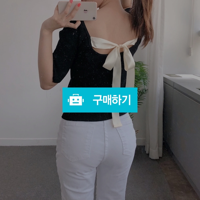 골지 뒷 리본 5부 반팔니트 / 데이트룩 유어헤븐 / 디비디비 / 구매하기 / 특가할인
