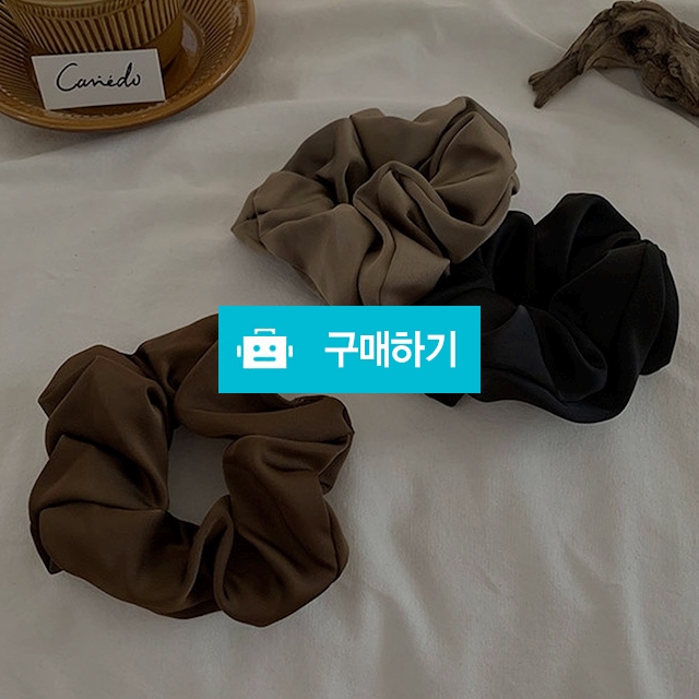 새틴 무드 컬러 곱창 헤어 머리끈 스크런치 3p / 앤어바웃 / 디비디비 / 구매하기 / 특가할인