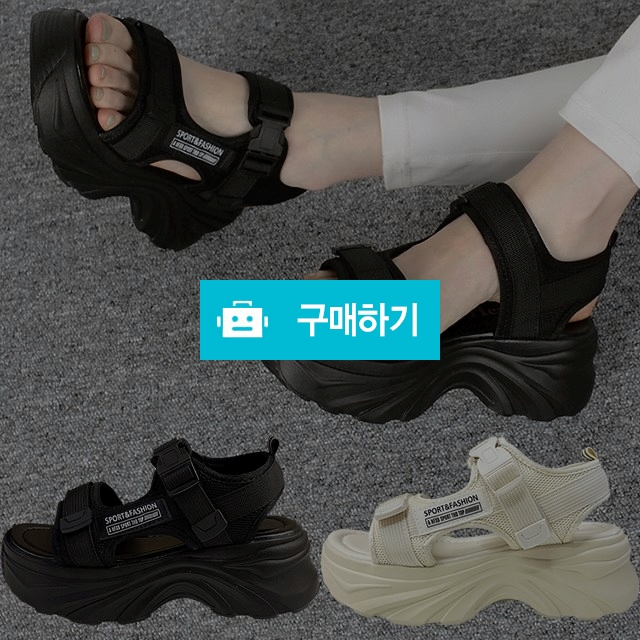 마리오탈라리코 페브릭 통굽 키높이 스트랩샌들 5cm굽 벨크로샌들 통굽신발 찍찍이샌들 / 마리오탈라리코님의 스토어 / 디비디비 / 구매하기 / 특가할인