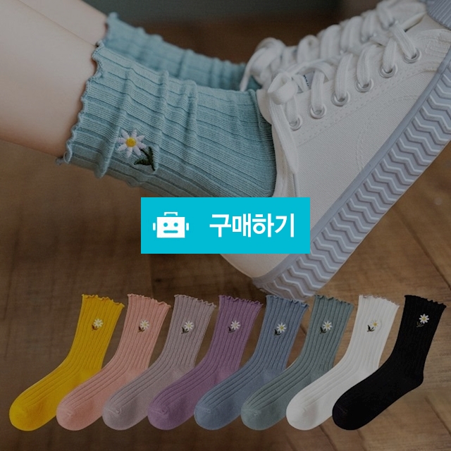 앤어바웃 8켤레 여성용 데이지 프릴 자수 무압박 중목 / 앤어바웃 / 디비디비 / 구매하기 / 특가할인
