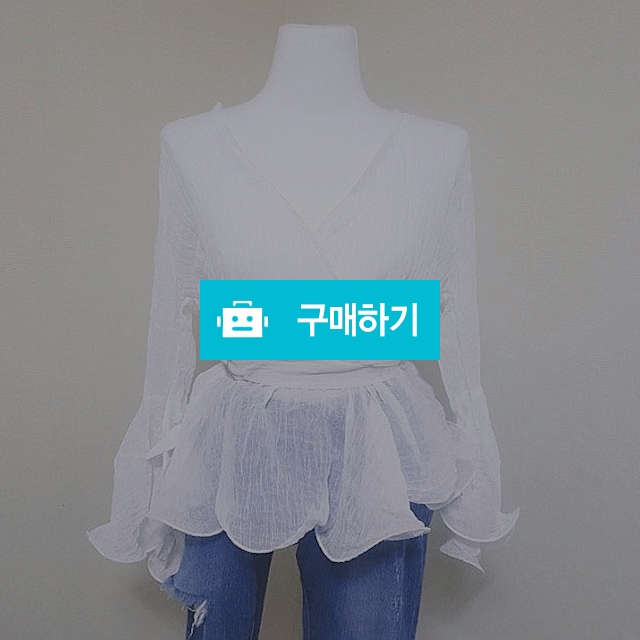 섹시 시스루 브이넥  랩 셔링 블라우스 / 뚜블랑 / 디비디비 / 구매하기 / 특가할인