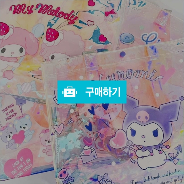 산리오캐릭터즈 투명 숄더백 홀로그램 사각 비치백 / 설래임 / 디비디비 / 구매하기 / 특가할인