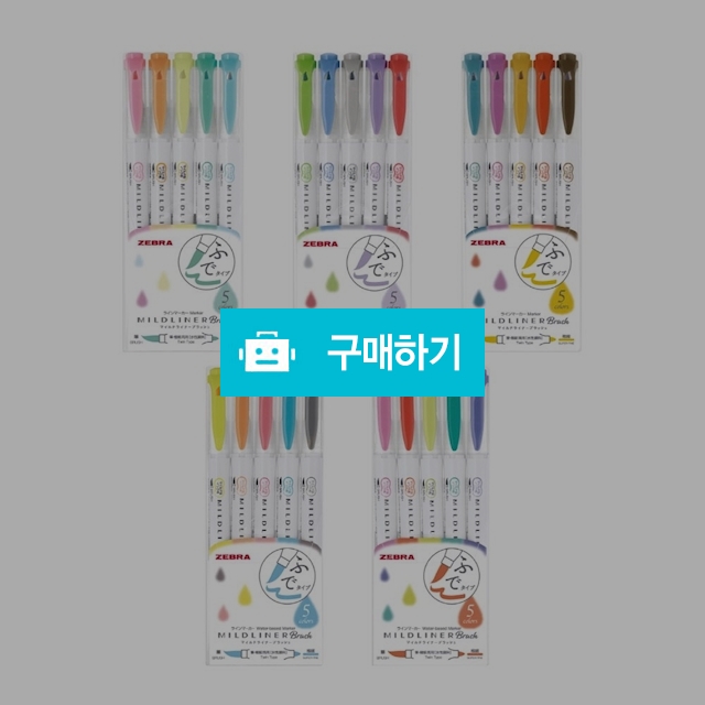 제브라 캘리그라피 다꾸 일러스트 컬러링 마일드라이너 브러쉬 5색세트 / 설래임 / 디비디비 / 구매하기 / 특가할인