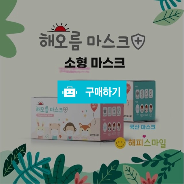 국산 해오름 마스크 화이트 대형 mb필터 5매 / 국산 마스크 해피스마일 / 디비디비 / 구매하기 / 특가할인