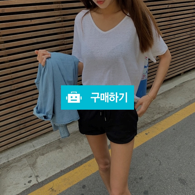 시스루 루즈핏 린넨 반팔티셔츠 / 파이브룸 / 디비디비 / 구매하기 / 특가할인