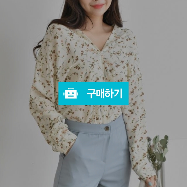 가오리핏 브이넥 플라워 쉬폰 블라우스 / 아담샵 / 디비디비 / 구매하기 / 특가할인