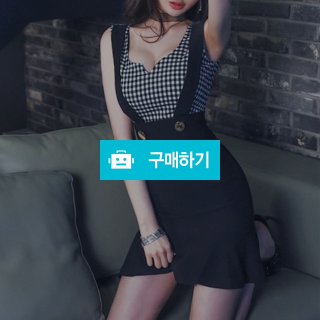 체크 멜빵 프릴 미니 원피스 / 와드팩토리 / 디비디비 / 구매하기 / 특가할인