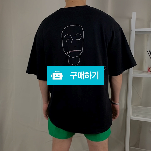 남녀공용 여름 페이스 프린팅 언발 오버핏 반팔 티셔츠 / Lapidem님의 스토어 / 디비디비 / 구매하기 / 특가할인