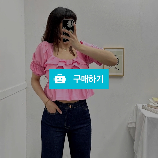 스퀘어넥 퍼프 밴딩 X끈 크롭 블라우스  / 민클로즈 / 디비디비 / 구매하기 / 특가할인