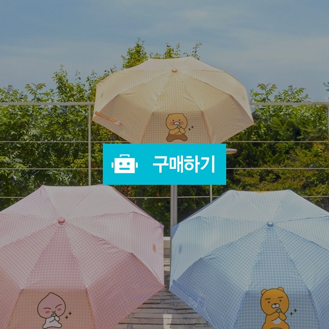 카카오프렌즈 체크패턴 3단 수동 우산 / 설래임 / 디비디비 / 구매하기 / 특가할인