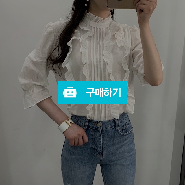 핀턱 하이넥 프릴 블라우스 / 럽엔 / 디비디비 / 구매하기 / 특가할인