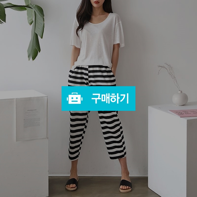 여성 밴딩 배기 팬츠 면 줄무늬 데일리 홈웨어 / 도도해닷컴 / 디비디비 / 구매하기 / 특가할인