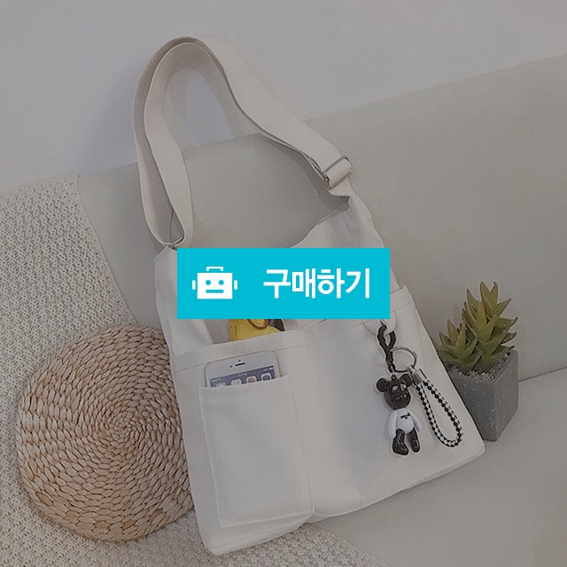 [2COLOR] 베어 키링 캔버스 크로스백 에코백 가방 / 앤어바웃 / 디비디비 / 구매하기 / 특가할인