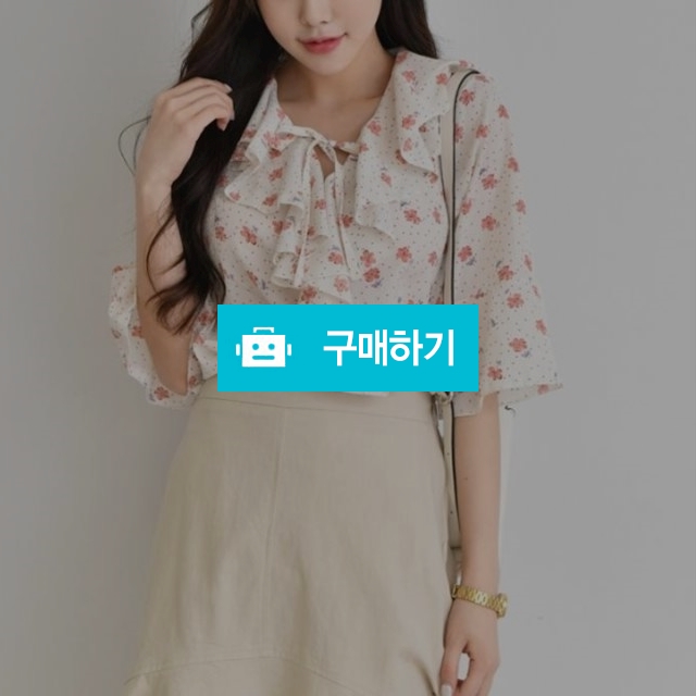 플라워 프릴 도트 리본 블라우스 / 아담샵 / 디비디비 / 구매하기 / 특가할인