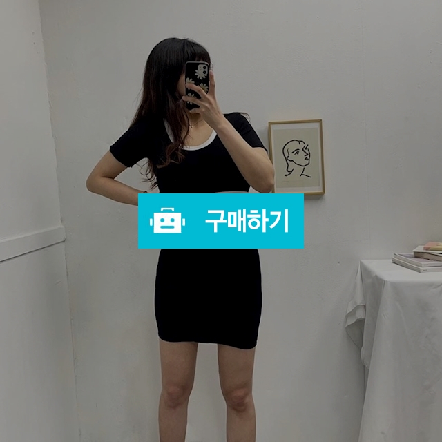 슬림핏 배색 골지 반팔 니트 원피스 / 민클로즈 / 디비디비 / 구매하기 / 특가할인