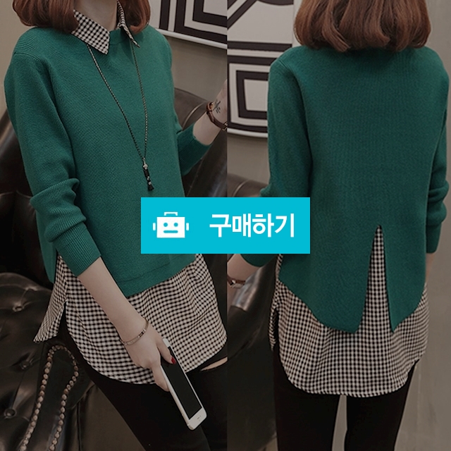 카라 레이어드 체크 니트  / 러블리중 / 디비디비 / 구매하기 / 특가할인