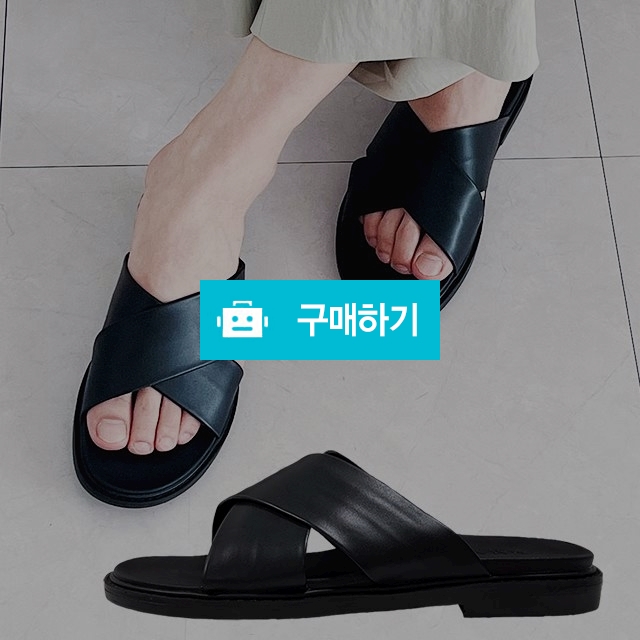 마리오탈라리코 플랫 쿠션 스트랩슬리퍼 3cm굽 남성슬리퍼 사무실실내화 가죽슬리퍼 / 마리오탈라리코님의 스토어 / 디비디비 / 구매하기 / 특가할인