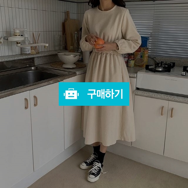 모던 심플 베이직 피치기모 허리 밴딩 소매퍼프 롱 원피스 / 쏘울미의 톡톡 스타일 / 디비디비 / 구매하기 / 특가할인