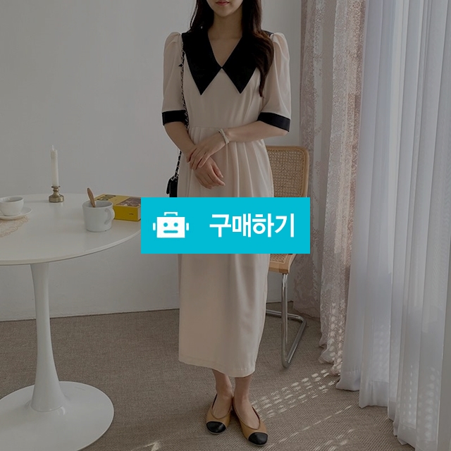 배색 카라 퍼프소매 반팔 핀턱 하객 롱 원피스 3color / 티엘유님의 스토어 / 디비디비 / 구매하기 / 특가할인