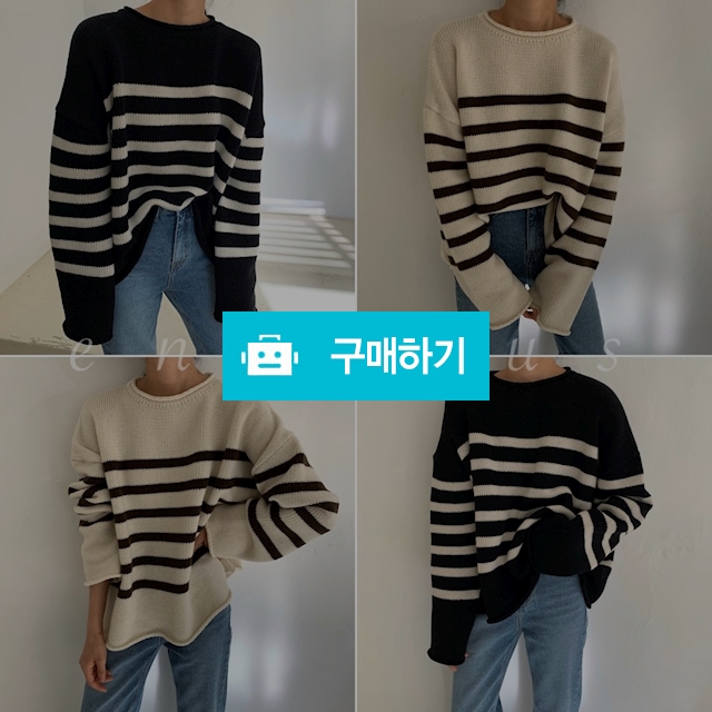 루즈핏 돌돌이 데끼 단가라 니트 (2Color) / 앤비어스 ENVIOUS / 디비디비 / 구매하기 / 특가할인