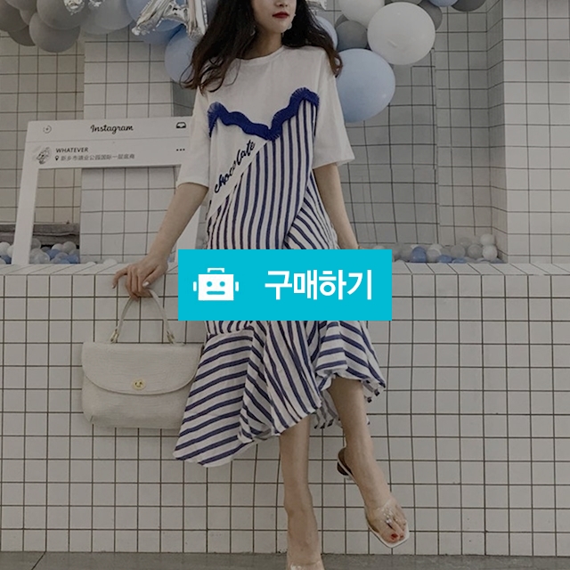 M 스트라이프 슬리브 원피스 / 러블리중 / 디비디비 / 구매하기 / 특가할인
