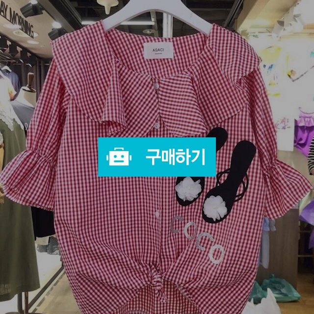 슈즈 체크 남방 블라우스(디즈니 정품) / 장위동홍당무님의 스토어 / 디비디비 / 구매하기 / 특가할인