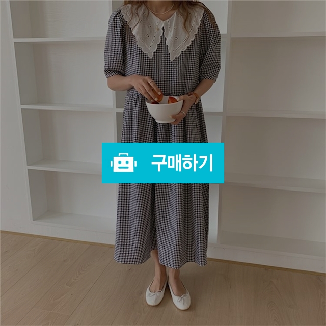 펀칭 빅카라 허리셔링 루즈핏 체크 블랙 반팔 원피스 2color / 티엘유님의 스토어 / 디비디비 / 구매하기 / 특가할인