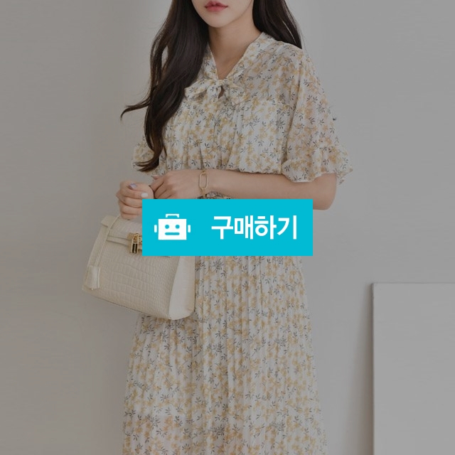 플라워 패턴 리본타이 플리츠 롱원피스 / 겟잇미 / 디비디비 / 구매하기 / 특가할인