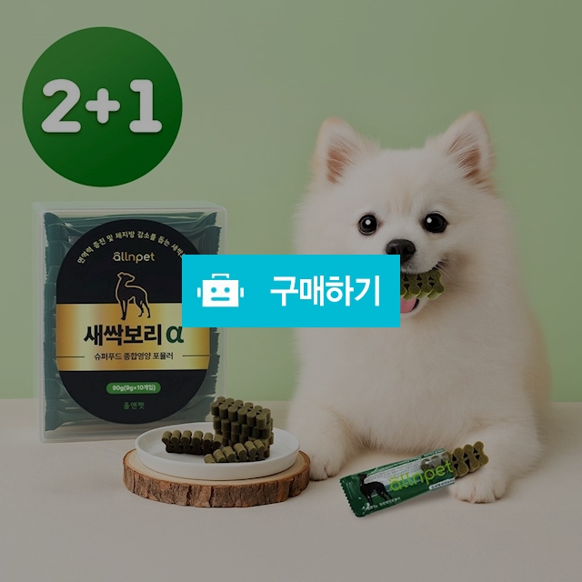 올앤펫 강아지영양제 2+1 새싹보리 알파 슈퍼푸드 종합영양제(다이어트 면역력) 30개입 / 웅카트 / 디비디비 / 구매하기 / 특가할인