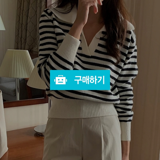 오픈 배색카라 단가라 크롭 니트 V210185 / 소행샵 / 디비디비 / 구매하기 / 특가할인