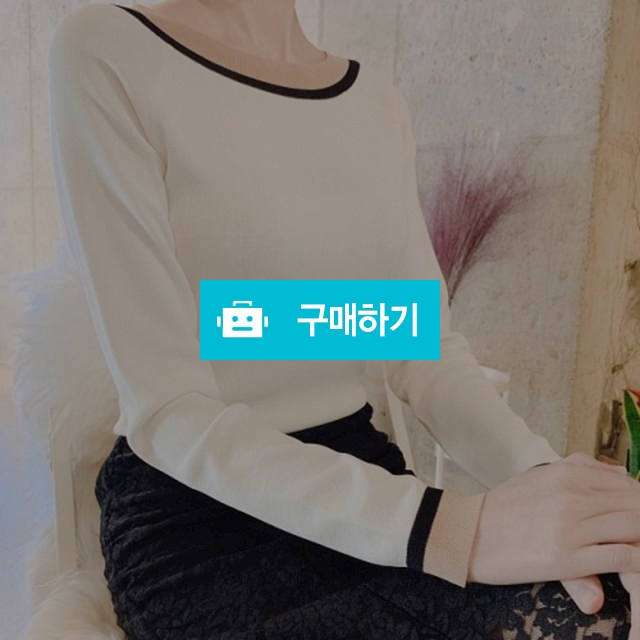 기본핏 라운드넥 배색 니트 / 몽아미 / 디비디비 / 구매하기 / 특가할인