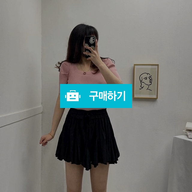 여성 반팔 스퀘어 퍼프 골지 니트 / 민클로즈 / 디비디비 / 구매하기 / 특가할인