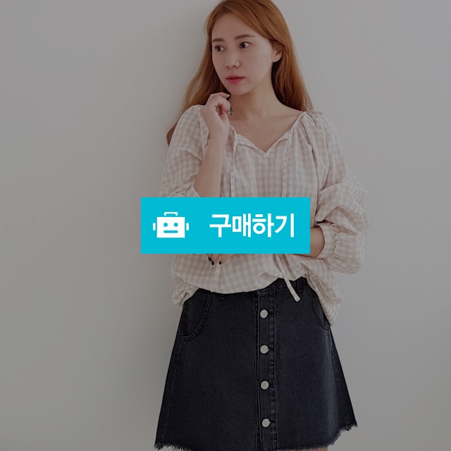 고방 체크 벌룬 블라우스 / 라비융 RaviYung / 디비디비 / 구매하기 / 특가할인
