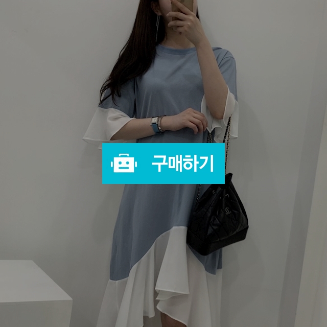 쉬폰 플레어 배색 프릴 롱원피스 / 럽엔 / 디비디비 / 구매하기 / 특가할인