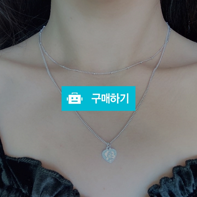실버-하트팬던트 초커 레이어드 목걸이 (두줄목걸이) / 로맨틱한 당신을 위한 라미피치 / 디비디비 / 구매하기 / 특가할인
