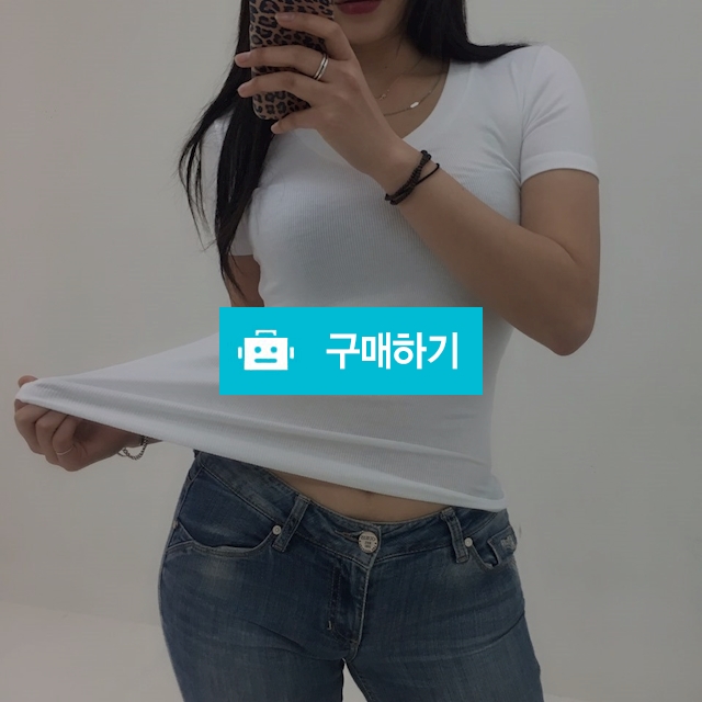 골지 스판 브이넥 슬림 티셔츠 / 라운드님의 스토어 / 디비디비 / 구매하기 / 특가할인