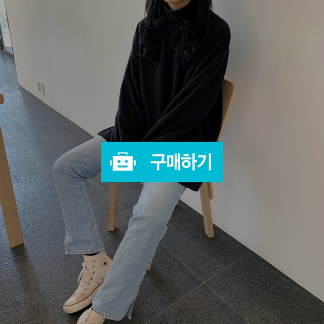 반폴라 박시 트임  후리스 맨투맨 (블랙) / 쉬머 / 디비디비 / 구매하기 / 특가할인