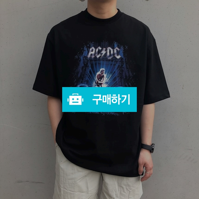 ACDC 오버핏 프린팅 티셔츠 (블루) / 우제스트 / 디비디비 / 구매하기 / 특가할인