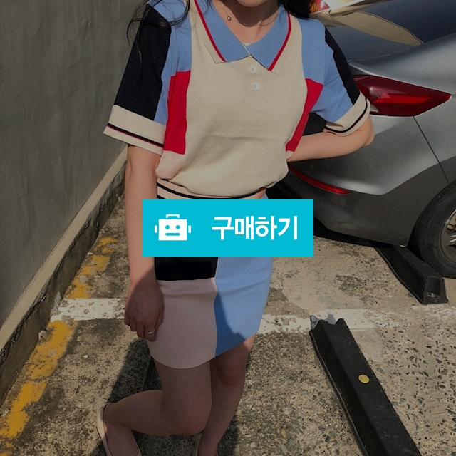 모자이크 배색 카라 반팔 투피스 / to 25 / 디비디비 / 구매하기 / 특가할인