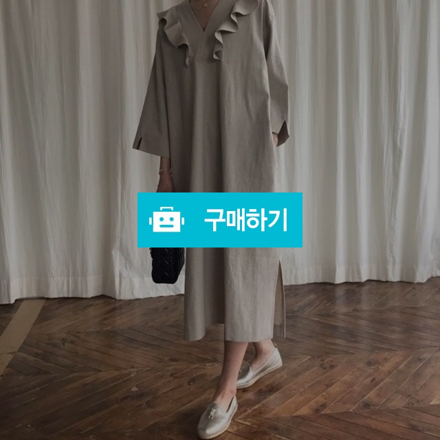여성 프릴 롱 브이넥 원피스 77사이즈  / The센스 / 디비디비 / 구매하기 / 특가할인