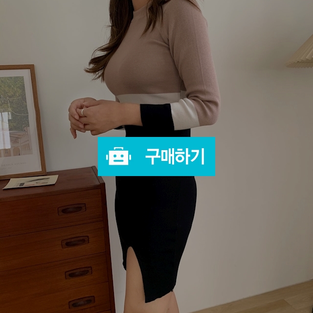 에이블 사이드 트임 배색 슬림 미니원피스 / 비글램님의 스토어 / 디비디비 / 구매하기 / 특가할인