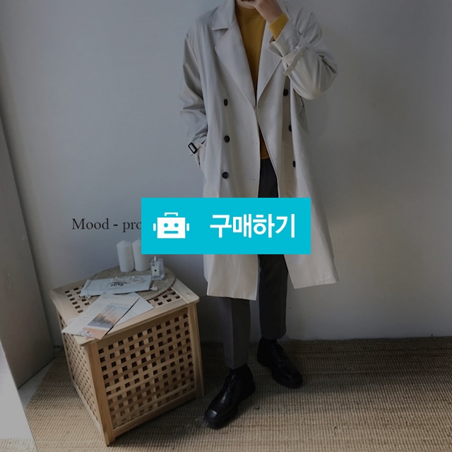 남자 가을 롱 오버핏 트렌치코트 아이보리 / Mood project / 디비디비 / 구매하기 / 특가할인