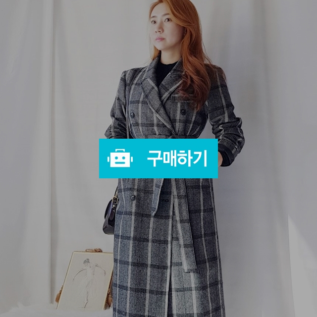 울 체크 더블 롱코트  / 라비융 RaviYung / 디비디비 / 구매하기 / 특가할인