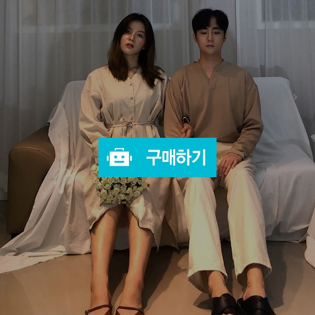 커플 기본 브이넥 티셔츠 단추 리본 트임 롱 원피스 / dasoming님의 스토어 / 디비디비 / 구매하기 / 특가할인